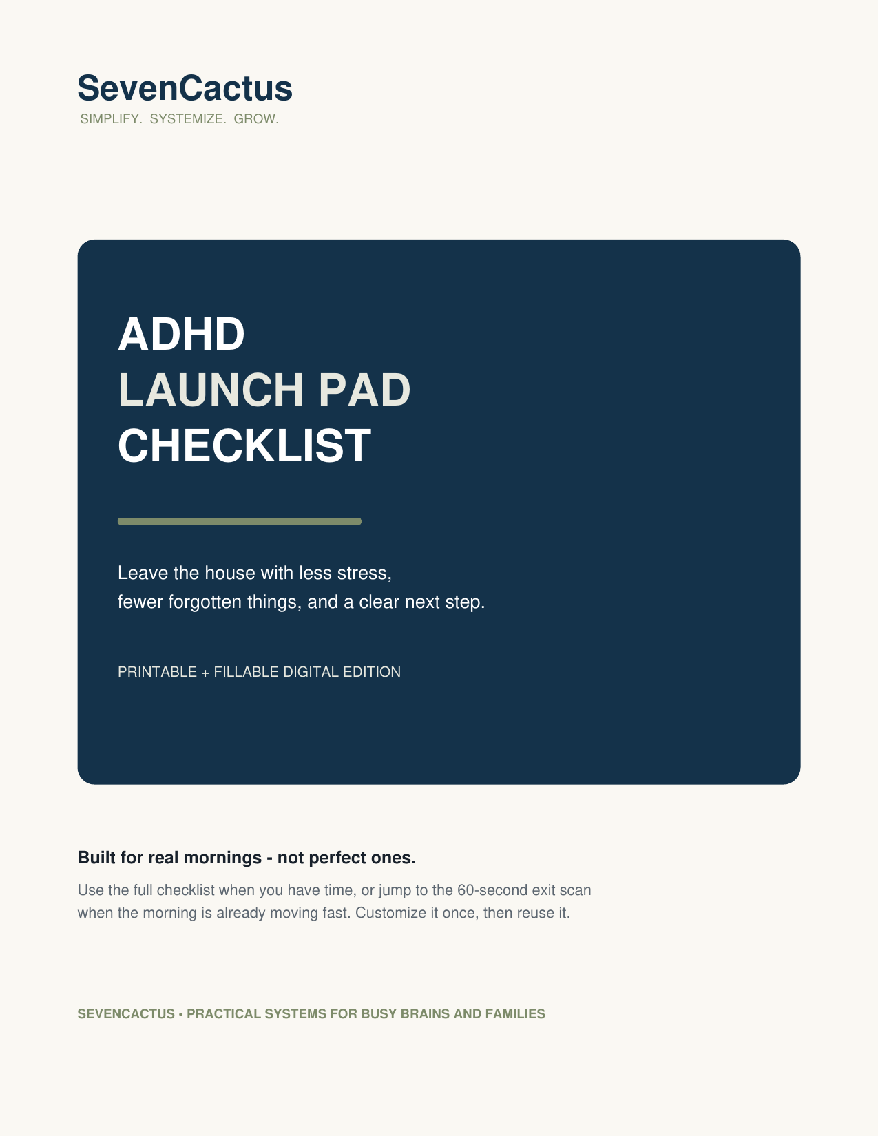 ADHD Launch Pad Checklist cover
